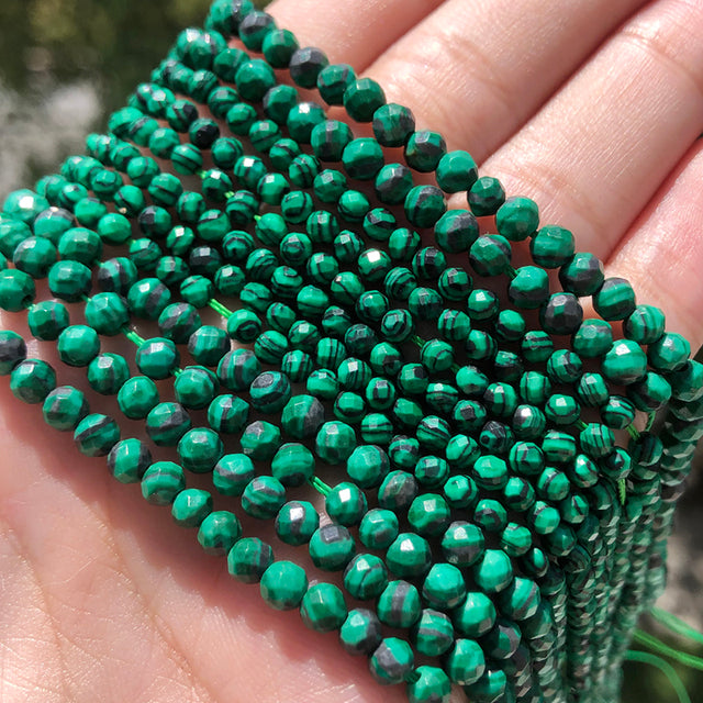 Small Natural Faceted Stone Bead Green Mica