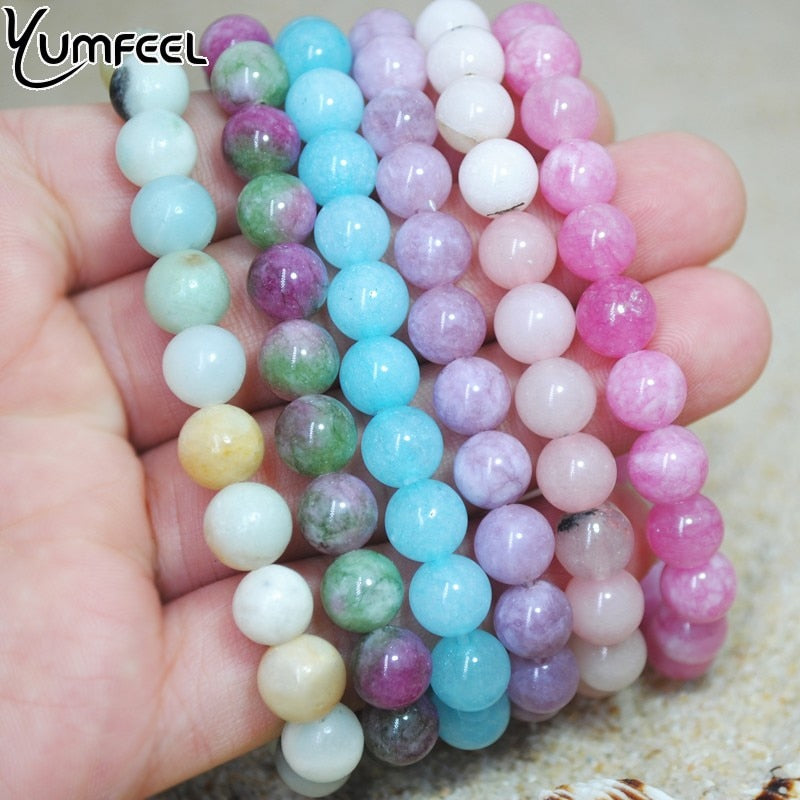 Natural Stone Beads Bracelet Amethyst Rose Quartz