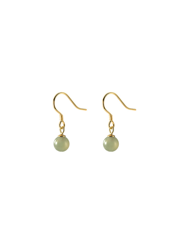 Silver Temperament Hetian Jade Earrings Simple Green