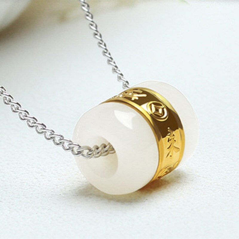 Gold inlaid jade and jade pendants for men and women white jade
