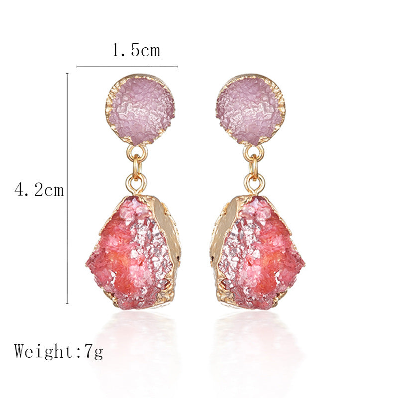 Personality Simple Natural Stone Imitated Irregular Earrings