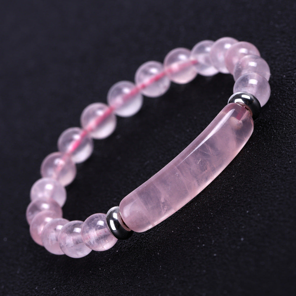 Natural pink crystal Bridge bracelet Tiger Eye Stone