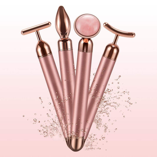 4 in 1 Vibrating Rose Quartz Face Roller