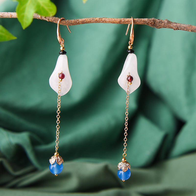 Antique Jade Earrings Temperament Simple Long Earrings