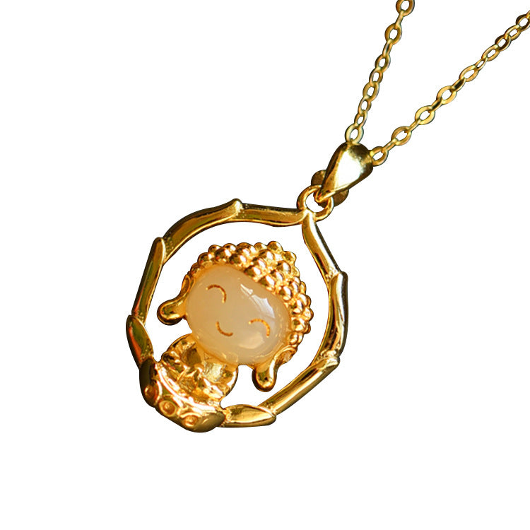 Gold Inlaid Jade Hetian Jade Pendant Gold Pure Gold