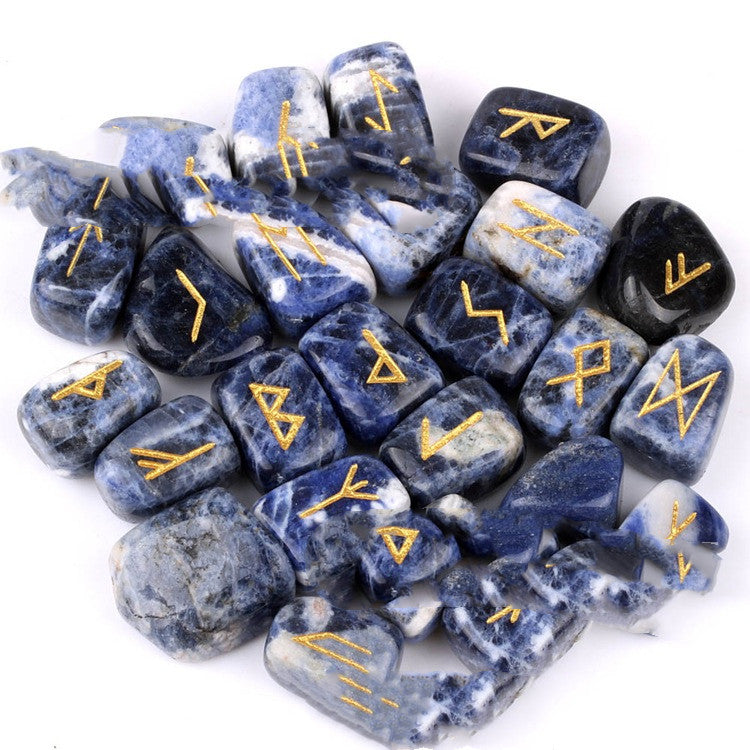 Natural Semi-Precious Stones, Rune Engraving, Crystal Jade