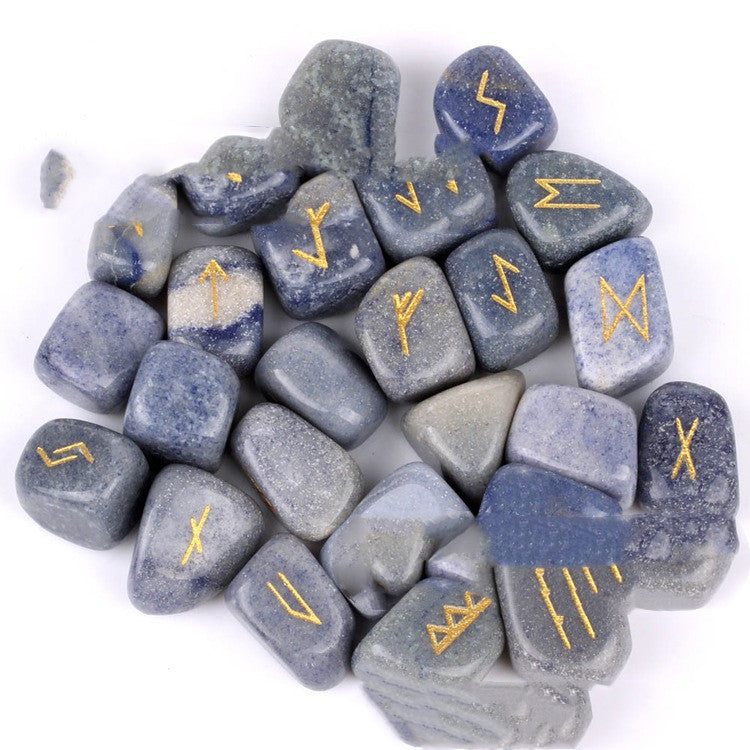 Natural Semi-Precious Stones, Rune Engraving, Crystal Jade