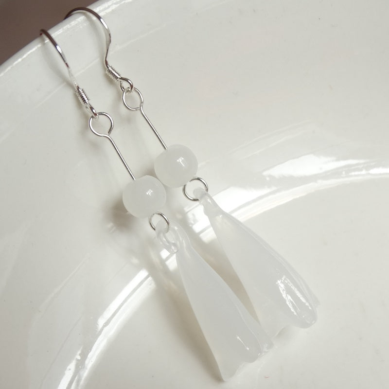 Sterling Silver Jade Earrings Pendant Long Tassel Earrings Earrings