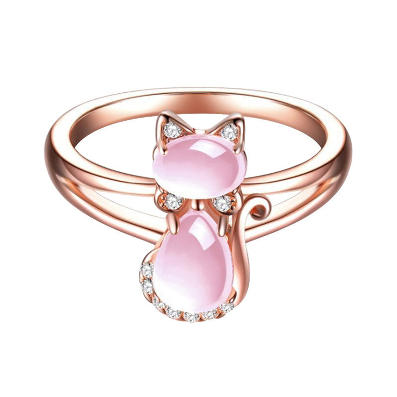Rose Gold Plated Crystal Cute Animal Ring Stone Crystal