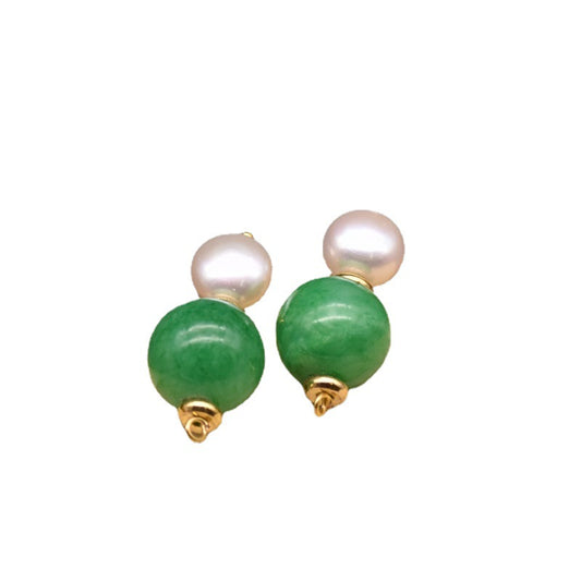 Natural Green Jade Baroque Pearl  Earrings