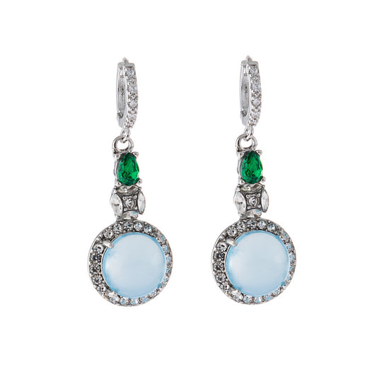 Imitation Jade Earrings Emerald Diamond And Zircon Earrings