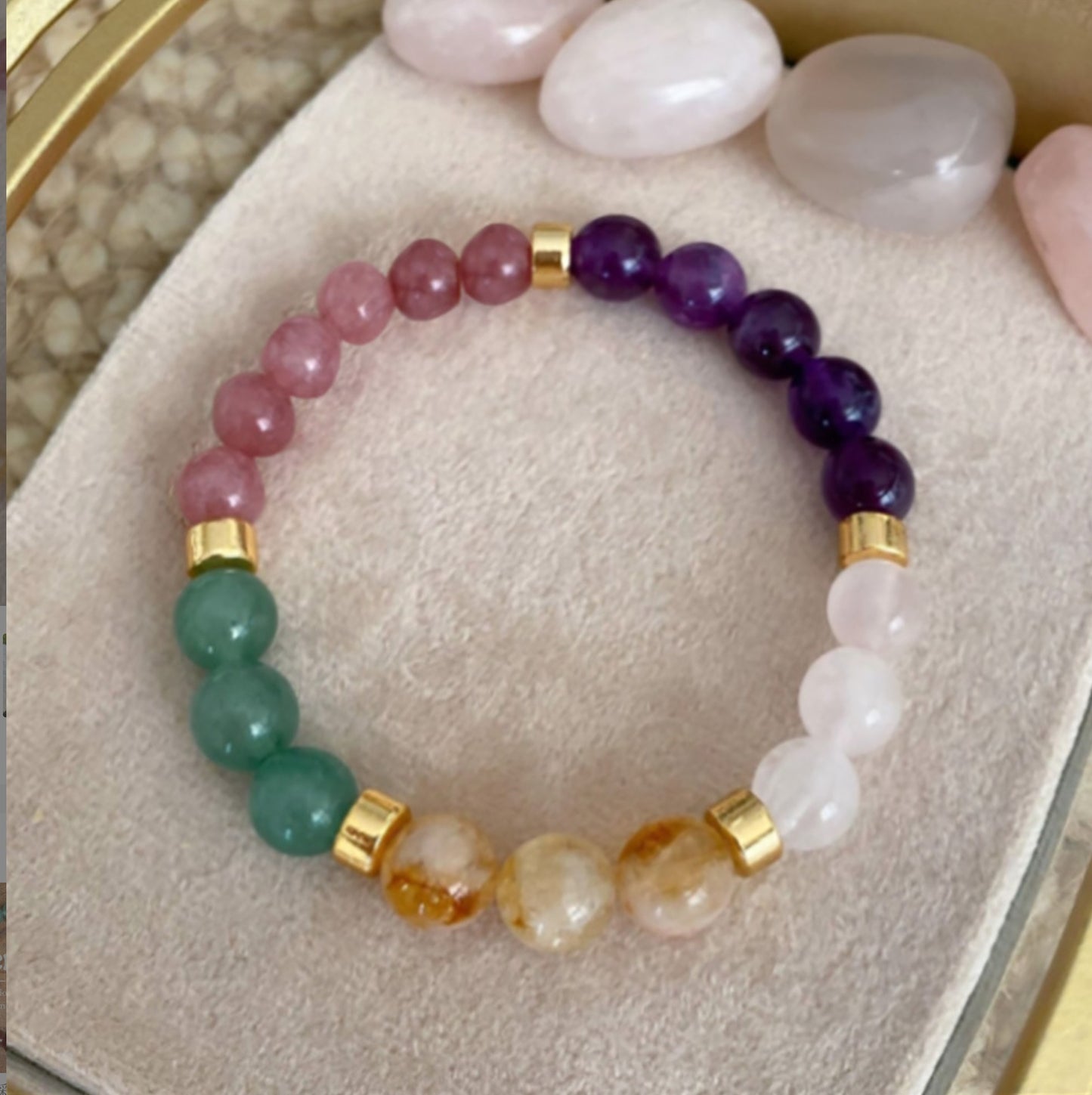 Fashion Natural Stone Pinkred Zebra Tree Of Life Bracelet