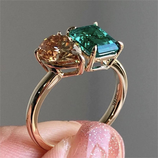 Fashion Jewelry Creative Double Main Stone Rings
