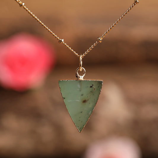 Natural Australian Jade Necklace Triangle Pendant
