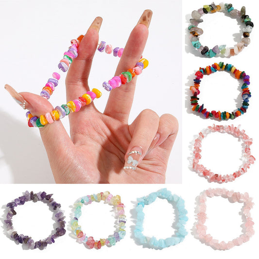 Natural Stone Bohemian Color Gravel Bracelet