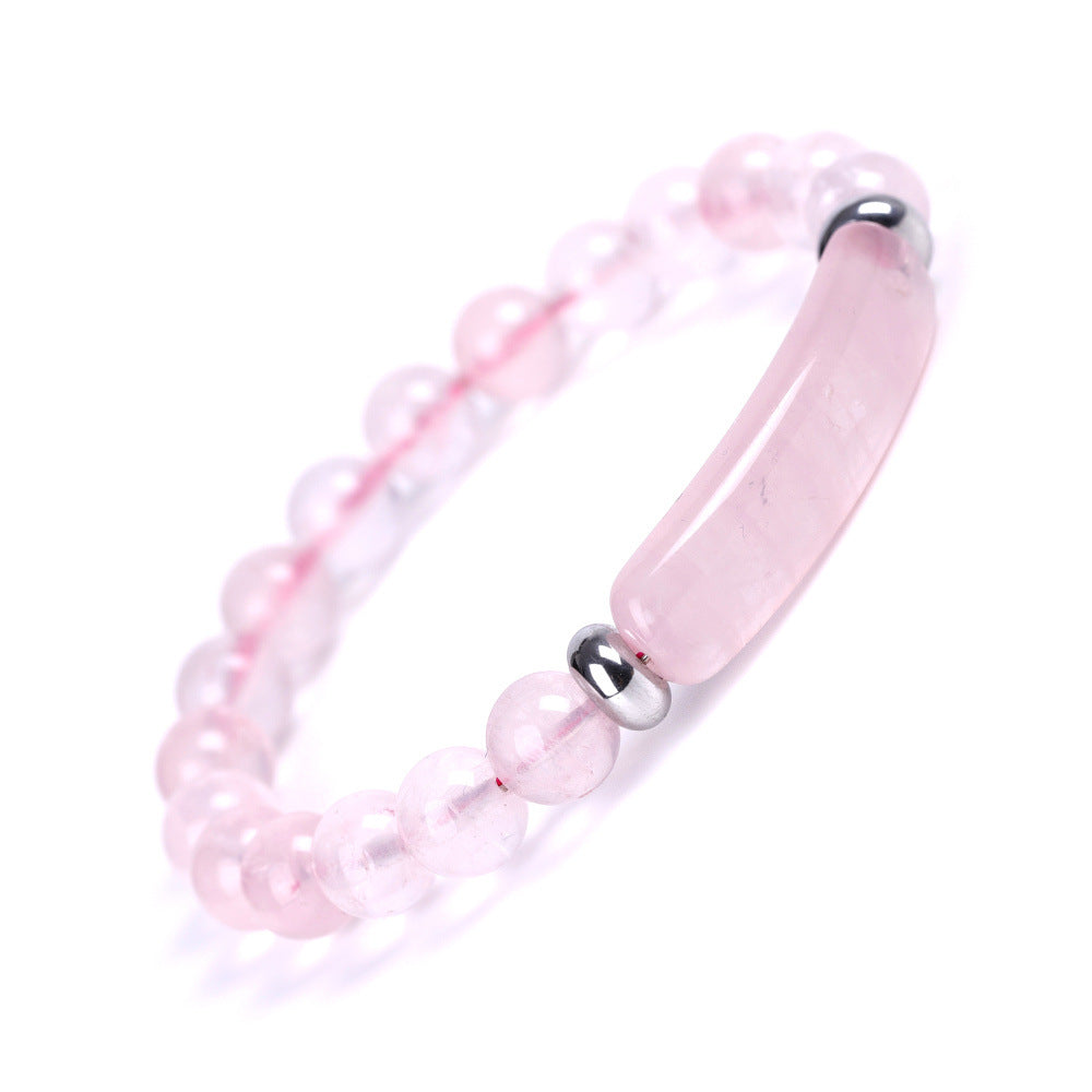 Natural pink crystal Bridge bracelet Tiger Eye Stone