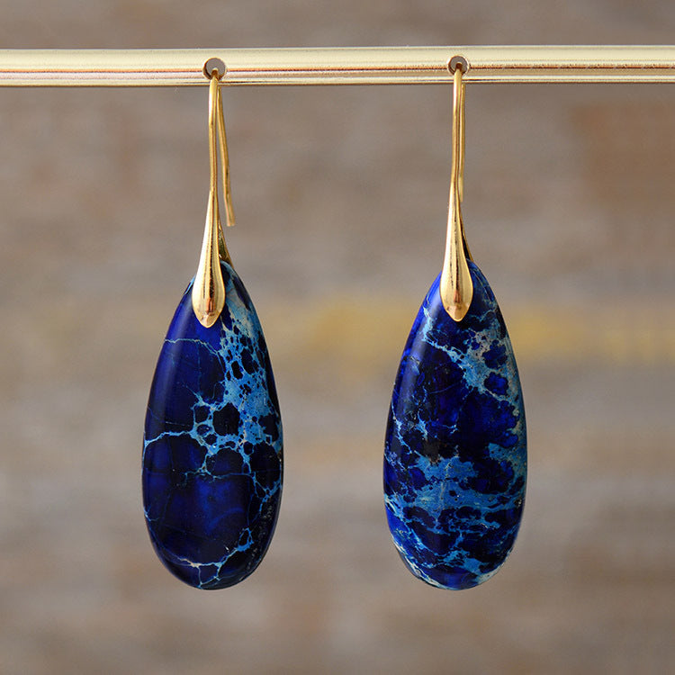 Natural Stone Simiya Emperor Water Drop Pendant Earrings