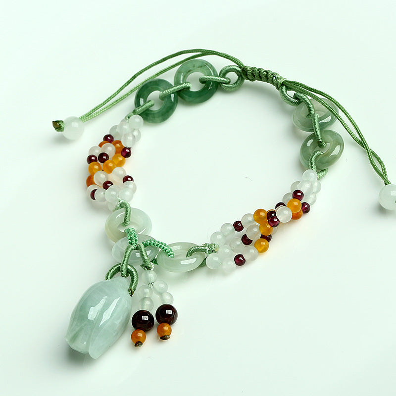 Jade Jadeite Hand Woven Bracelet