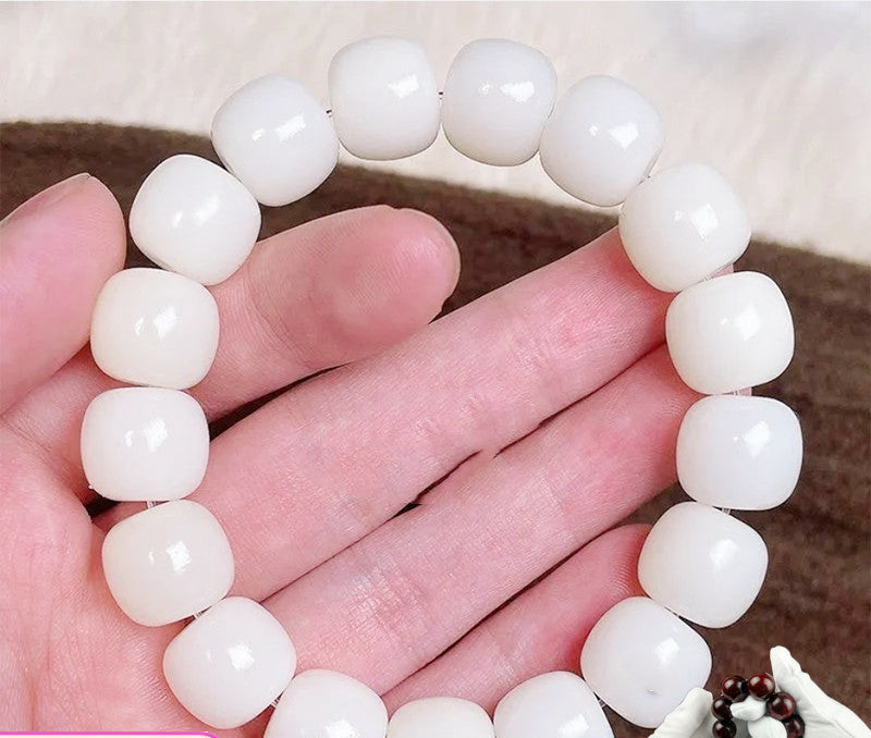 Natural White Jade Bodhi Bracelet