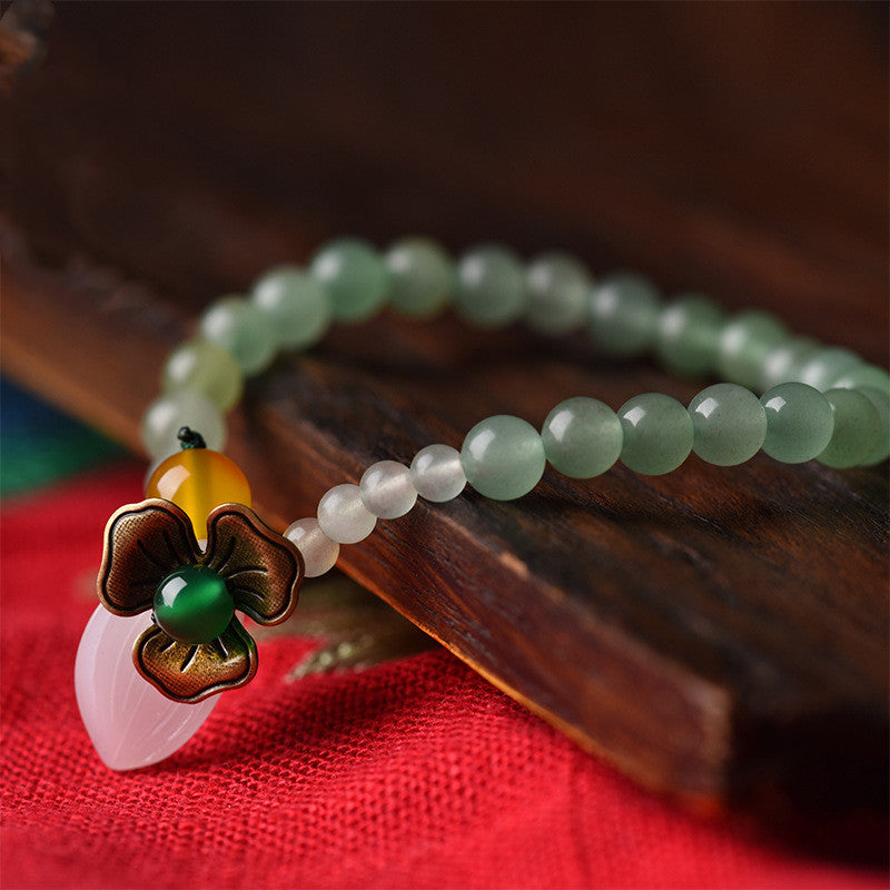 Ethnic style aventurine jade single circle bracelet
