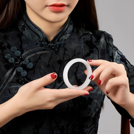 Women's Fine Material Beijing White Jade Flat Bracelet