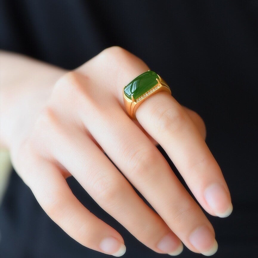 New Heritage Ancient Craftsmanship Gold-plated Jade Ring