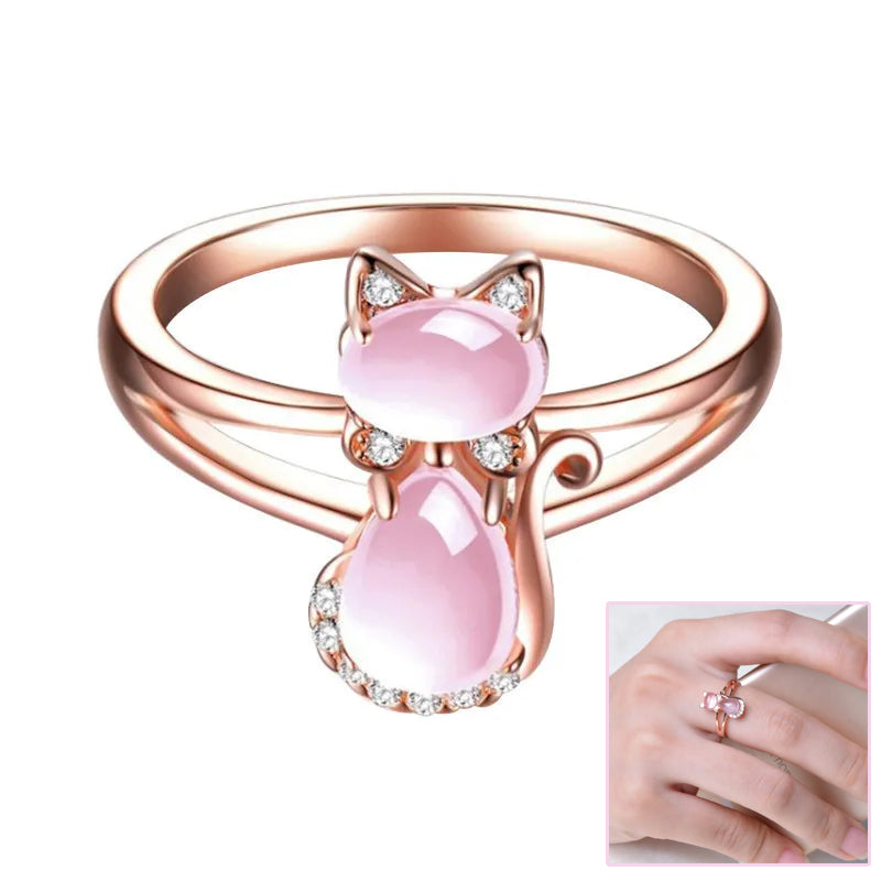 Rose Gold Plated Crystal Cute Animal Ring Stone Crystal