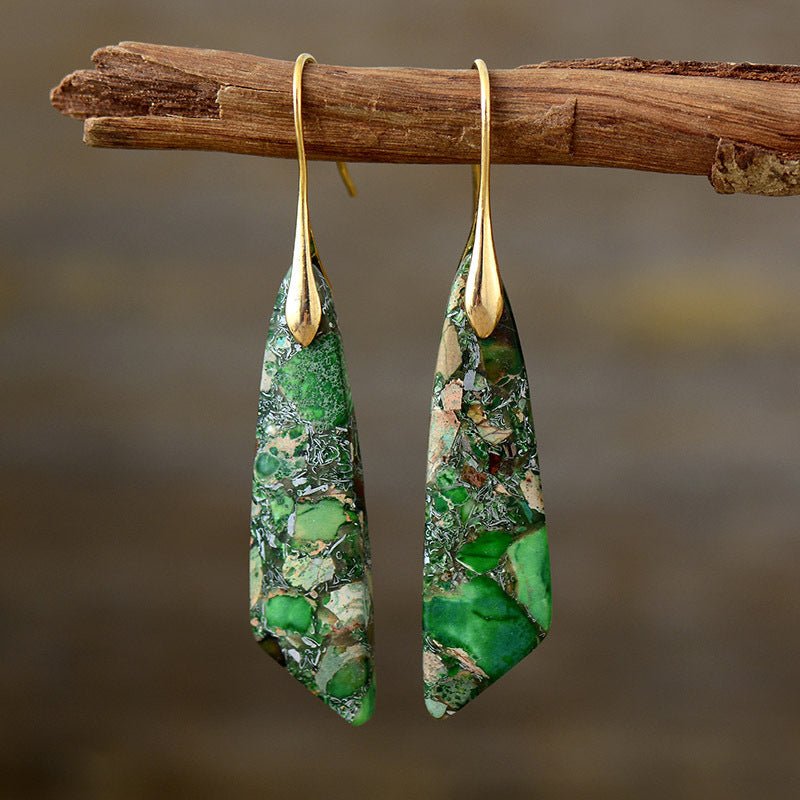 Bohemian Emperor Stone Geometric Pendant Earrings