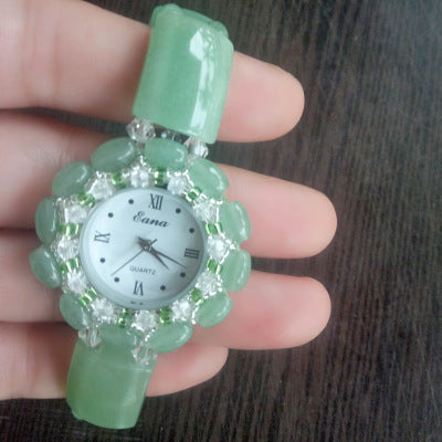 Natural Tanglin Jade Beaded Ladies Watch