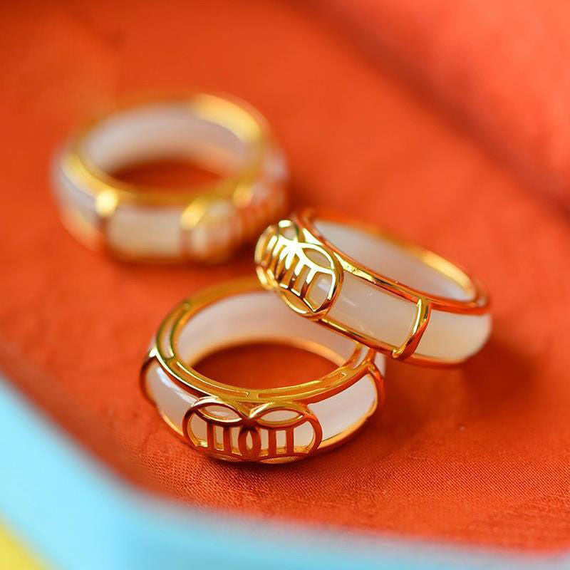 Women's Hotan Jade Pendant Ring