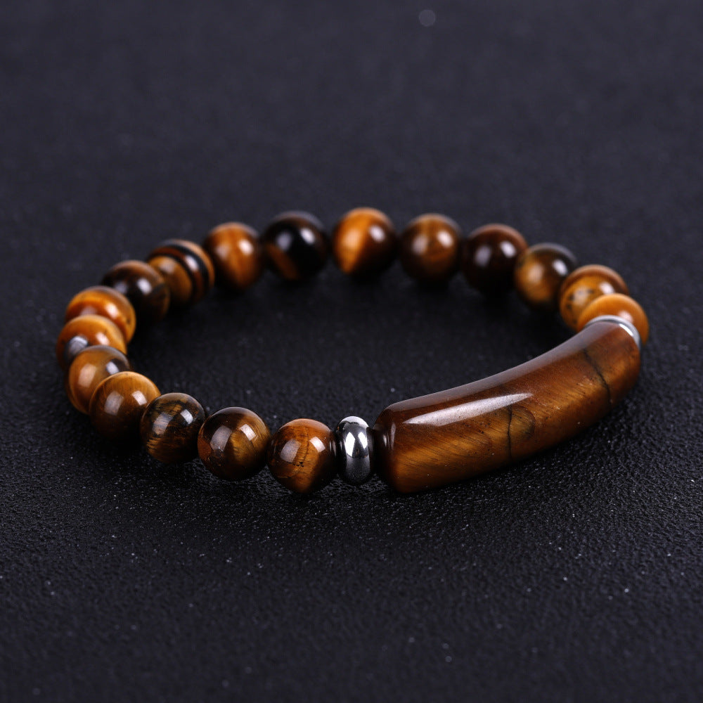 Natural pink crystal Bridge bracelet Tiger Eye Stone