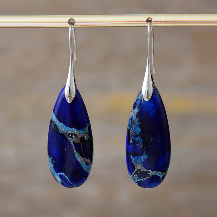 Natural Stone Simiya Emperor Water Drop Pendant Earrings