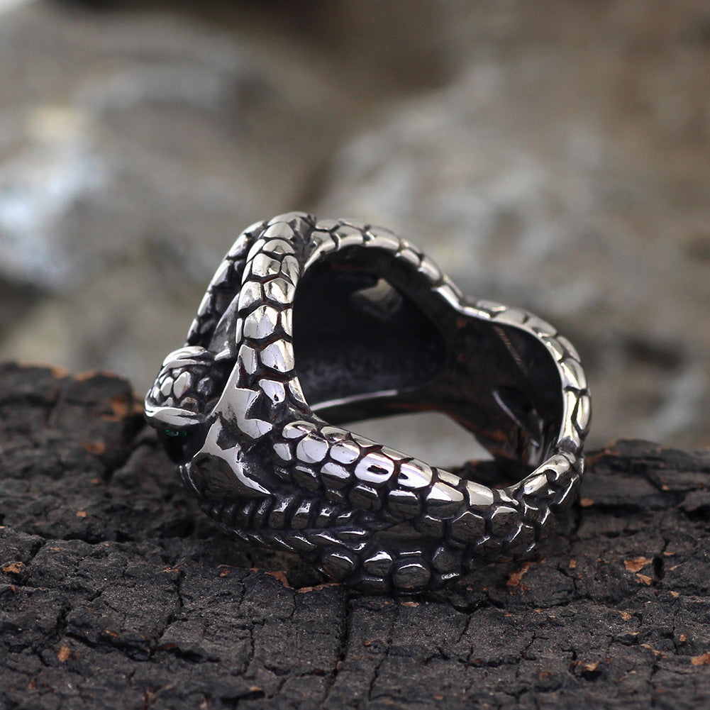 New Stainless Steel Jade Ring Punk