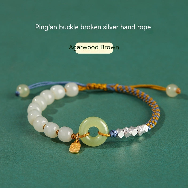Woven Hetian Jade Safety Buckle Bracelet
