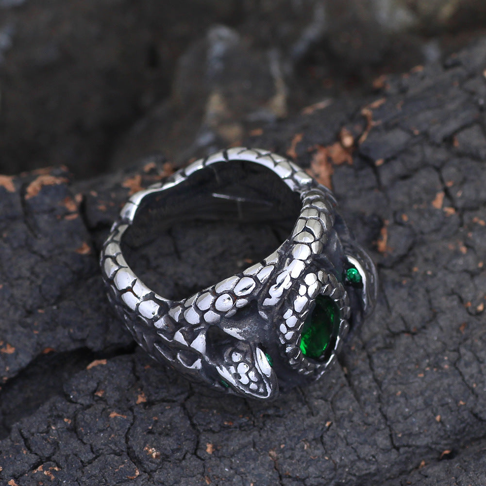 New Stainless Steel Jade Ring Punk