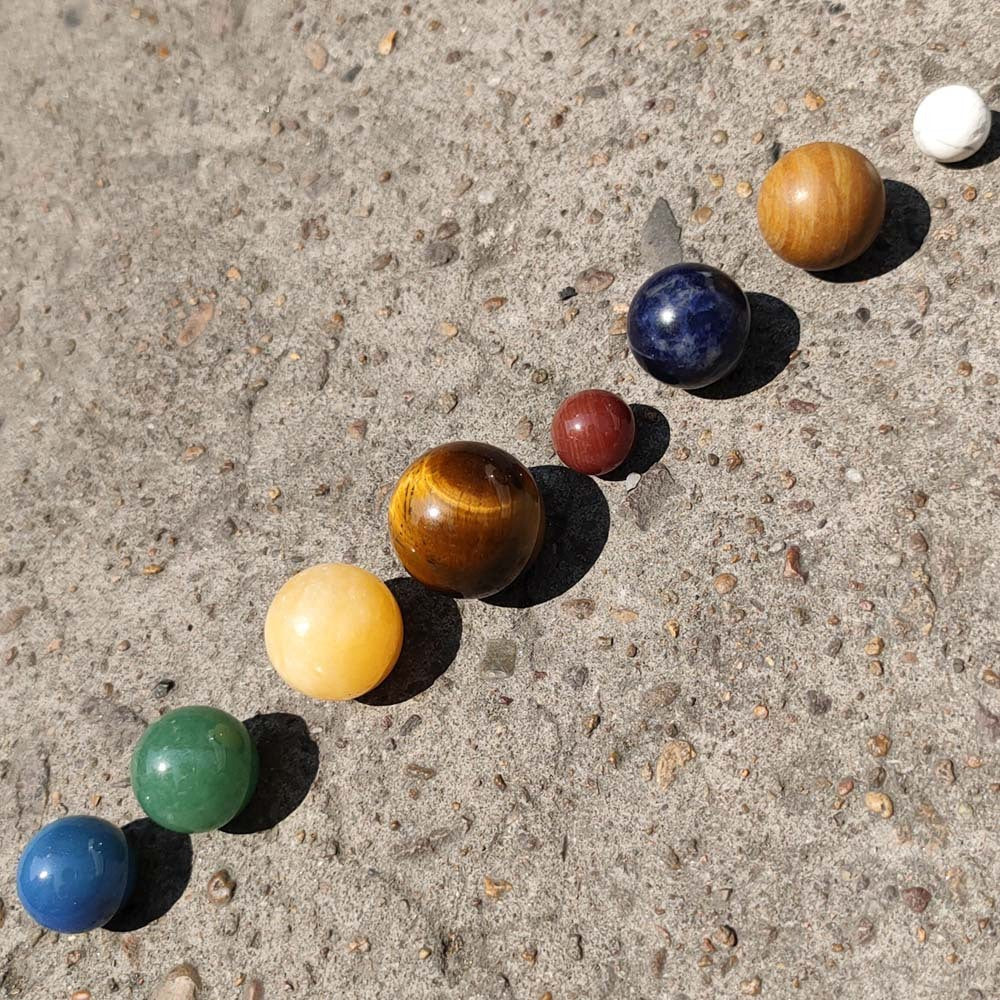 Natural Stone Solar System Eight Planets Jade Ball Teaching Cognitive Ornaments