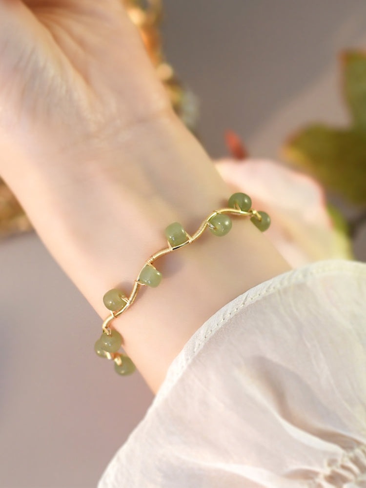 Natural Hetian Jade Bracelet Waves