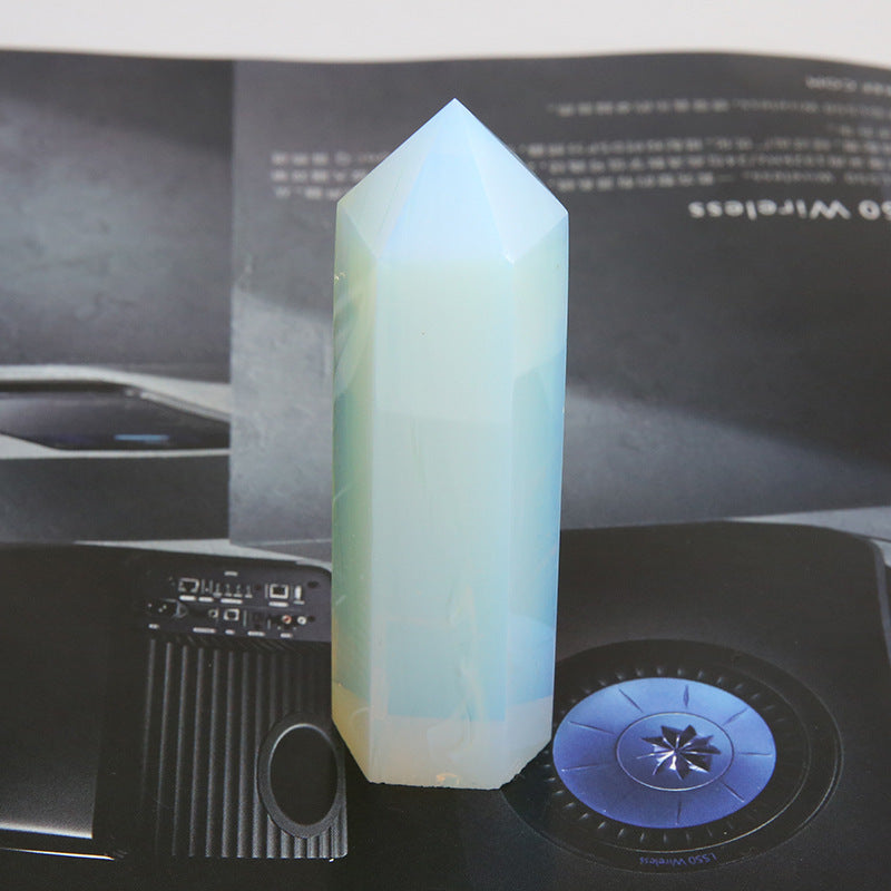 Single-pointed Six-sided Natural Crystal Column