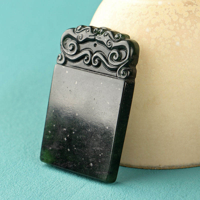 Stone Snake Pattern Stone Jade Black Tag Pendant