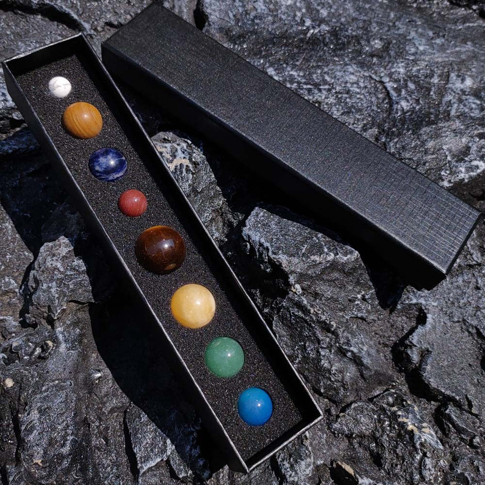 Natural Stone Solar System Eight Planets Jade Ball Teaching Cognitive Ornaments