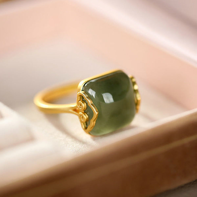 Female Adjustable Retro Jade Xiangyun Ring