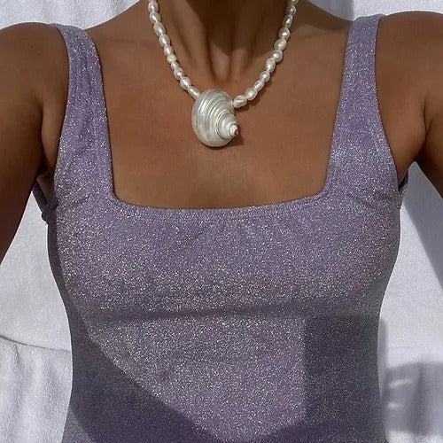 Natural Baroque Freshwater Short Pearl Necklace Conch Necklace