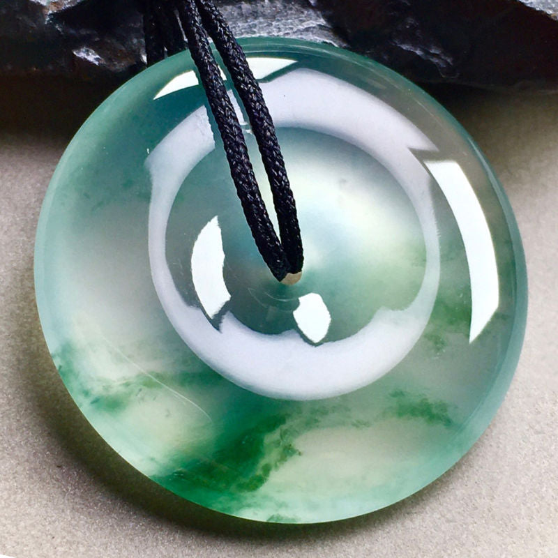Ice Seed Floating Flower Jade Pendant Necklace
