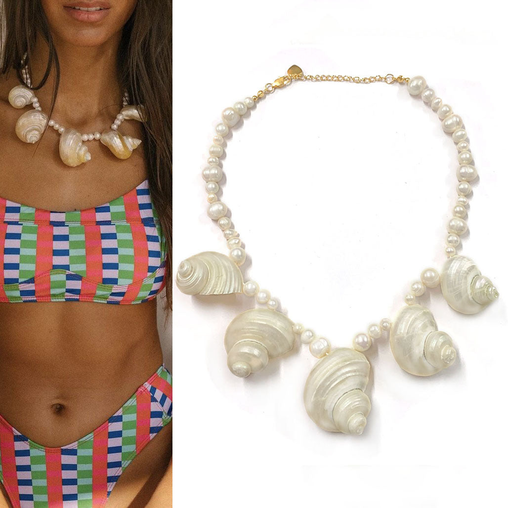 Natural Baroque Freshwater Short Pearl Necklace Conch Necklace