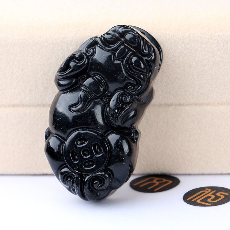 Stone Snake Pattern Stone Jade Black Tag Pendant