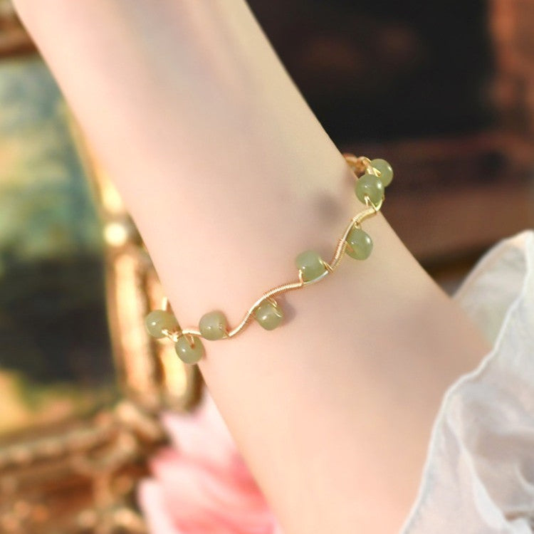 Natural Hetian Jade Bracelet Waves