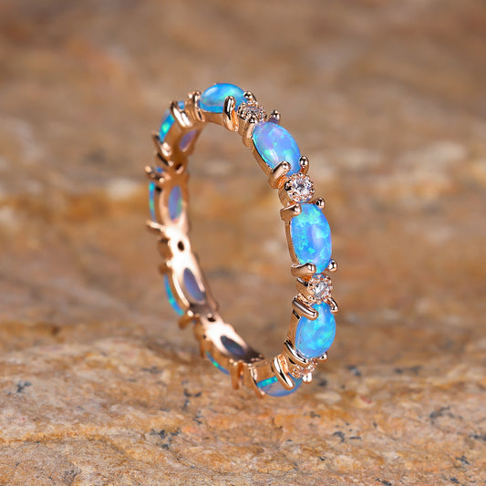 Rhinestones Rings Heart-shaped Full Of Diamond Opal Ring