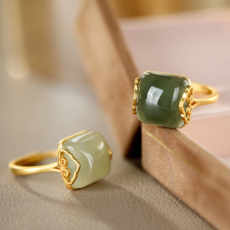 Female Adjustable Retro Jade Xiangyun Ring