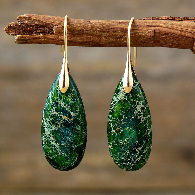 Natural Stone Simiya Emperor Water Drop Pendant Earrings