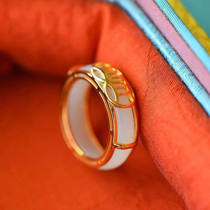 Women's Hotan Jade Pendant Ring